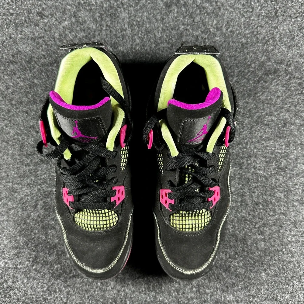 Jordan 4 Retro GG Lemon Lime Black Pink Kids Shoes‎ 705344-027 Size 7Y